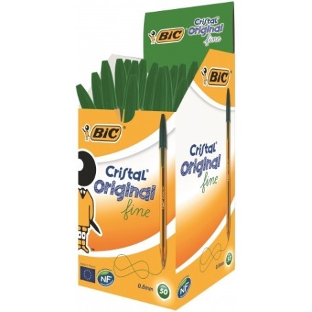 PENNA A SFERA BIC CRISTAL FINE ORIGINAL 0,8MM Linea 0,30mm COLORE VERDE 872729