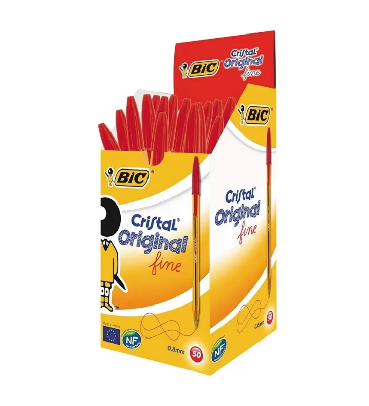 PENNA A SFERA BIC CRISTAL FINE ORIGINAL 0,8MM Linea 0,30mm COLORE ROSSO 872720