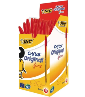 PENNA A SFERA BIC CRISTAL FINE ORIGINAL 0,8MM Linea 0,30mm COLORE ROSSO 872720