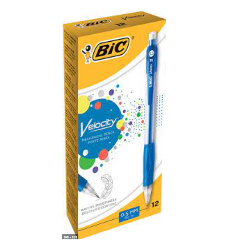 Bic Velocity Conf. 12 MATITE MECCANICHE 0,5 mm HB con gomma Grip Zone Lunga durata Colori assortiti 8291322