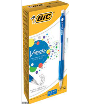 Bic Velocity Conf. 12 MATITE MECCANICHE 0,5 mm HB con gomma Grip Zone Lunga durata Colori assortiti 8291322