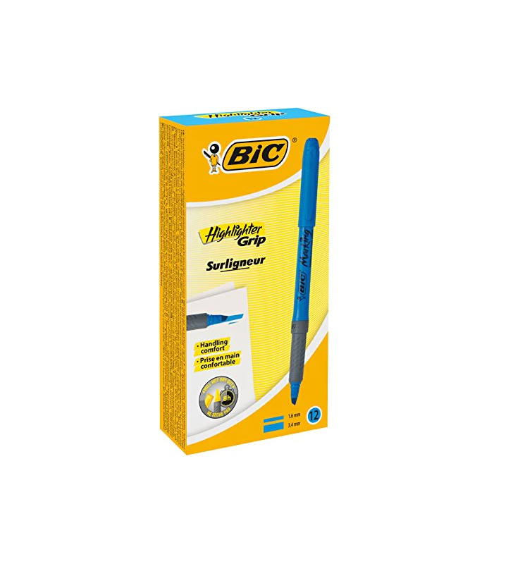 PENNARELLO FLUORESCENTE BIC Highlighter Grip Inchiostro a base d'acqua Linea 1,60 - 3,30 mm Colore BLU 811931