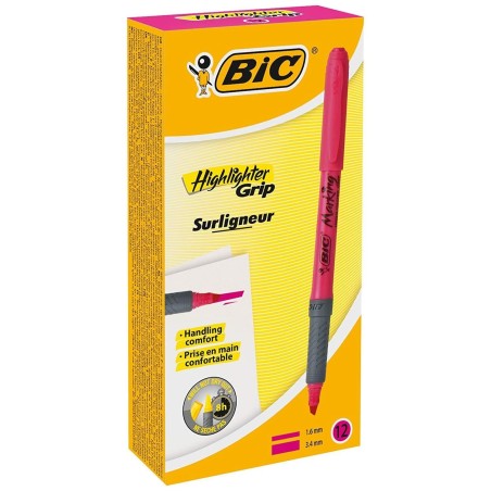 PENNARELLO FLUORESCENTE BIC Highlighter Grip Inchiostro a base d'acqua Linea 1,60 - 3,30 mm Colore ROSA 811934