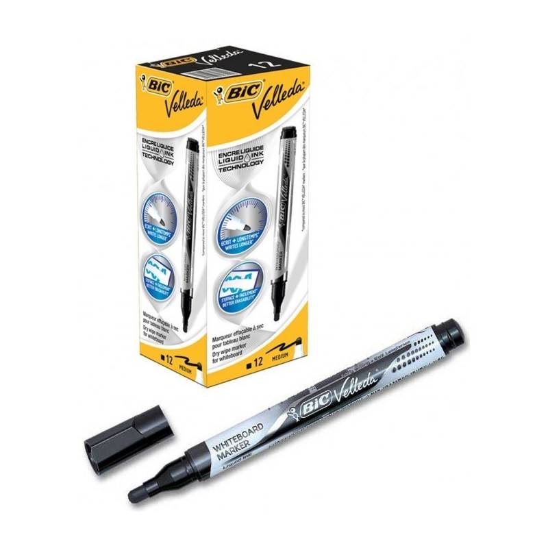 Pennarello Bic Velleda Tank Whiteboard Linea 2,3 mm Punta ogivale Colore NERO 902088