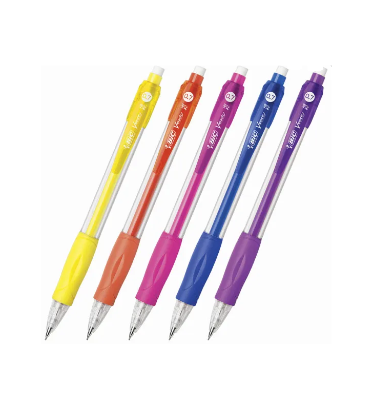 Bic Velocity Conf. da 12 matite meccaniche 0,7 mm HB con gomma Zona di presa Lunga durata Colori Assortiti