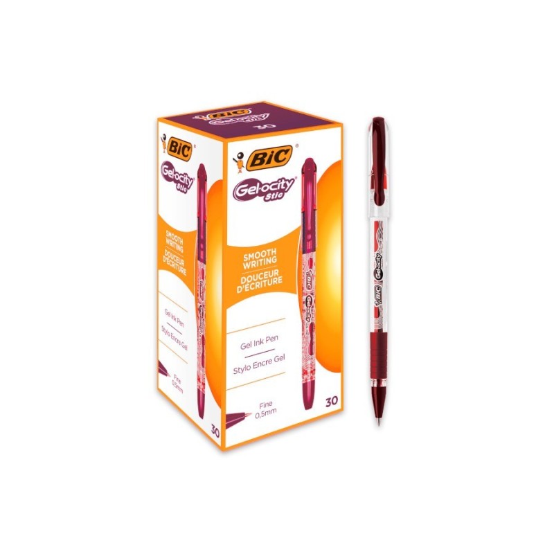Bic Gel-Ocity Stic Penna Gel Retrattile Punta Fine 0,5 mm Inchiostro Gel Colore ROSSO 951764