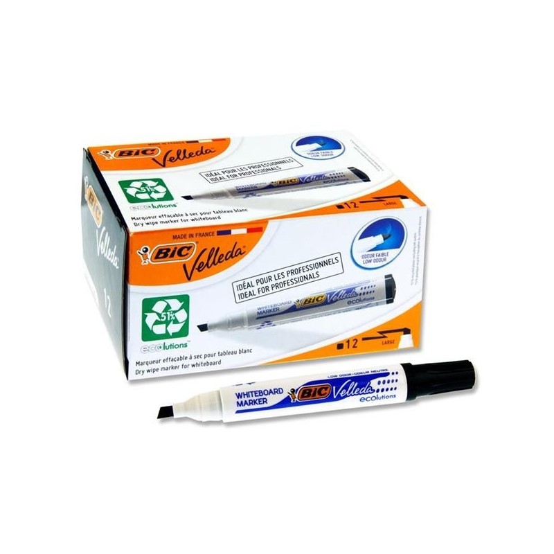 Pennarello Bic Velleda 1751 ECOlutions Pennarelli per lavagna bianca Punta a scalpello Corsa 3 mm 5,5 mm 904946 COLORE NERO