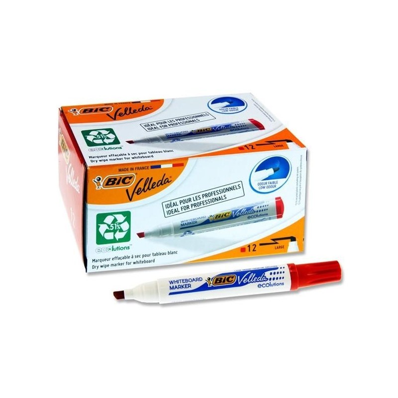 Pennarello Bic Velleda 1751 ECOlutions Pennarelli per lavagna bianca Punta a scalpello Corsa 3 mm 5,5 mm 904948 COLORE ROSSO