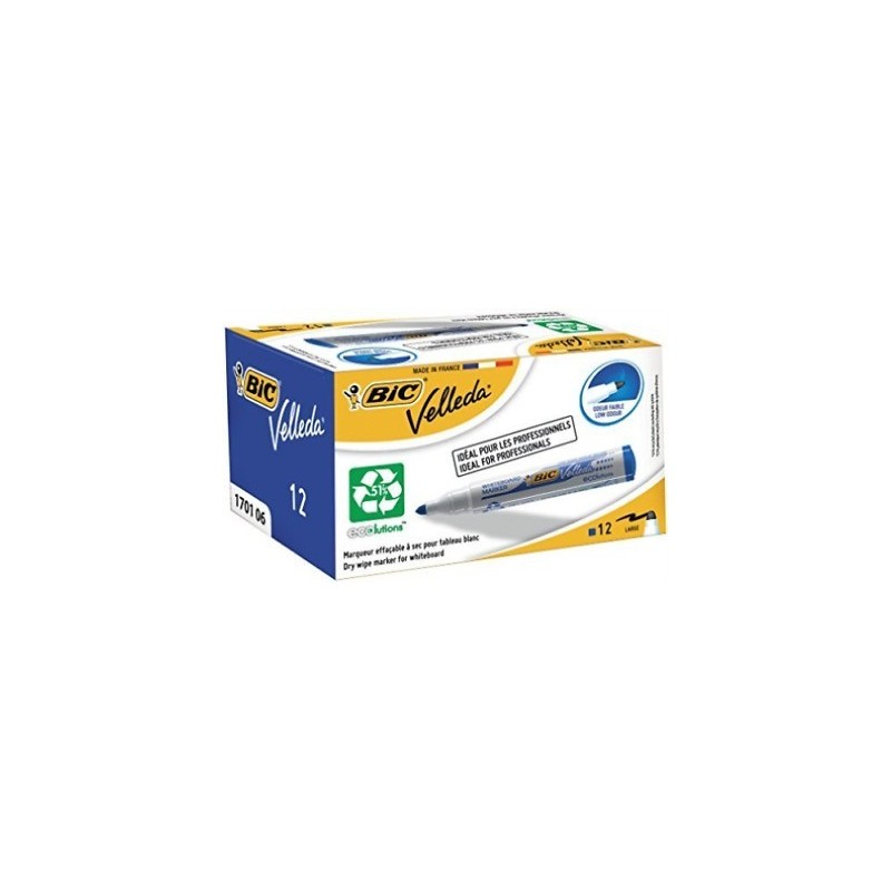 Bic Velleda 1701 ECOlutions Pennarelli Lavagna Punta Rotonda Linea 1.5 mm 904938 BLU