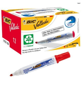 Bic Velleda 1701 ECOlutions Pennarelli Lavagna Punta Rotonda Linea 1.5 mm 904939 ROSSO