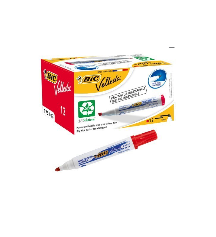 Bic Velleda 1701 ECOlutions Pennarelli Lavagna Punta Rotonda Linea 1.5 mm 904939 ROSSO