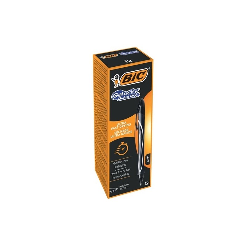 Gel-Ocity Penna gel retrattile ad asciugatura rapida Punta media 0,7 mm Inchiostro gel 949873 NERO