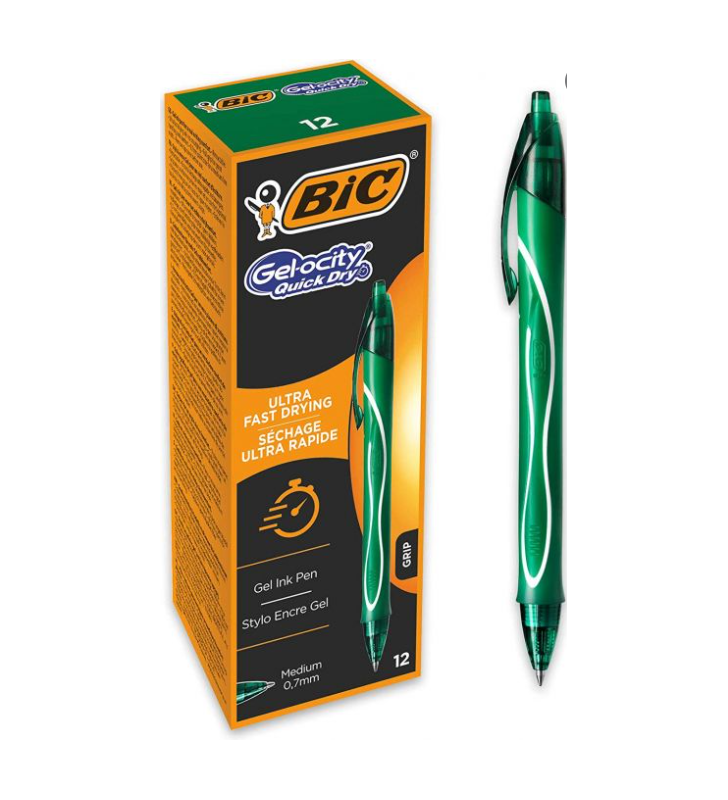 Gel-Ocity Penna gel retrattile ad asciugatura rapida Punta media 0,7 mm Inchiostro gel 964771 VERDE