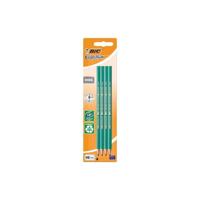 Bic Evolution Conf. 4 Matite esagonali in grafite Piombo HB ultra resistente Senza legno Non si scheggia 8902764