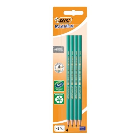 Bic Evolution Conf. 4 Matite esagonali in grafite Piombo HB ultra resistente Senza legno Non si scheggia 8902764