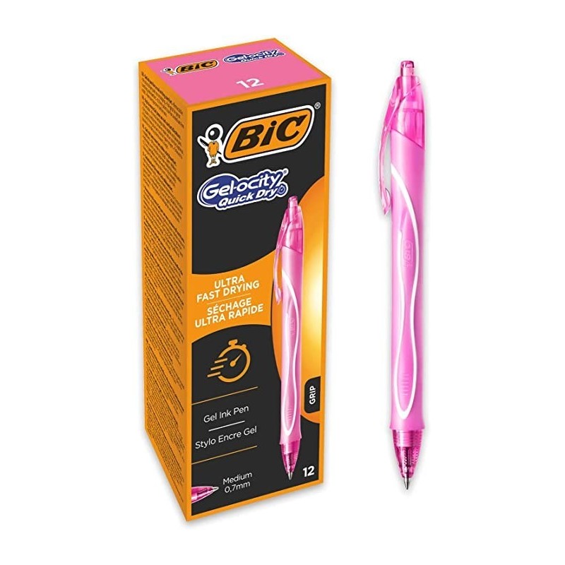 Penna a sfera retrattile Bic Gel-Ocity Quick Dry Punta 0,7 mm Inchiostro gel Asciugatura ultra rapida Colore ROSA 964777