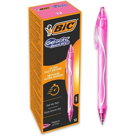 Penna a sfera retrattile Bic Gel-Ocity Quick Dry Punta 0,7 mm Inchiostro gel Asciugatura ultra rapida Colore ROSA 964777