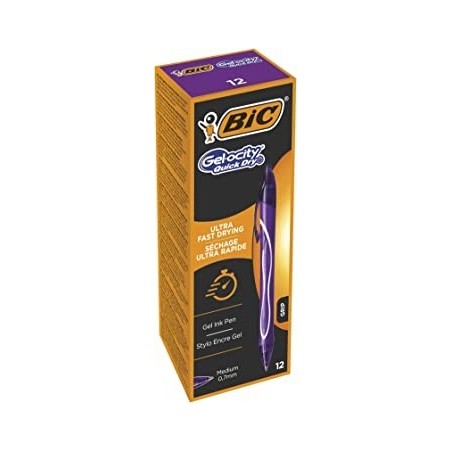 Penna a sfera retrattile Bic Gel-Ocity Quick Dry Punta 0,7 mm Inchiostro gel Asciugatura ultra rapida Colore VIOLA 964772
