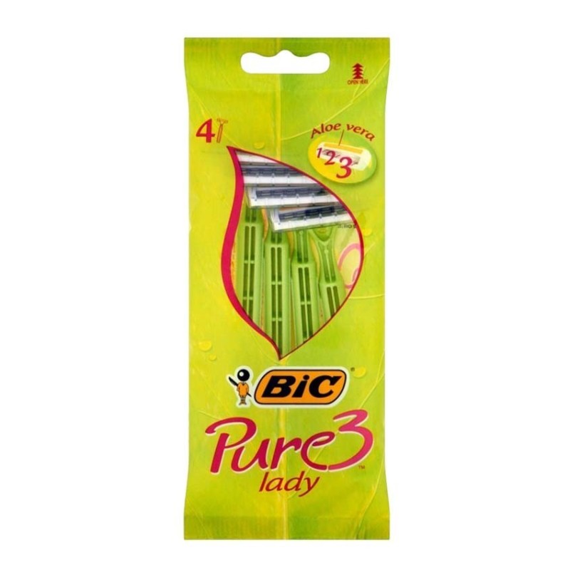 Bic Pure 3 Lady Confezione da 2 Rasoi Monouso a 3 Lame con Aloe Vera 889702