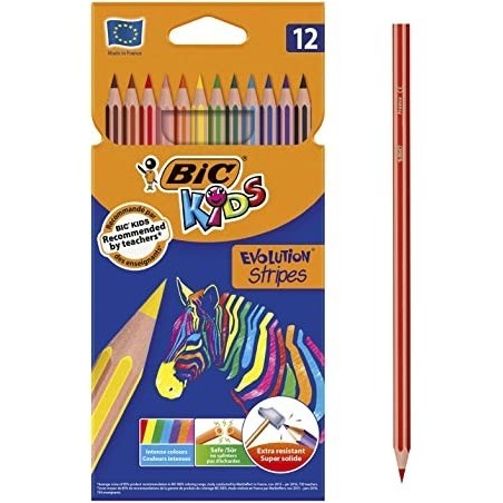 Bic Kids Evolution Stripes Conf. 12 matite in colori assortiti Piombo pigmentato da 3,20 mm 9505221