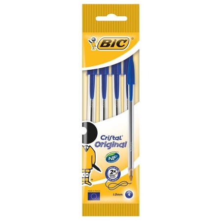 Bic Cristal Original Conf. da 4 penne a sfera Punta tonda 1mm Linea 0,40mm BLU 8308601