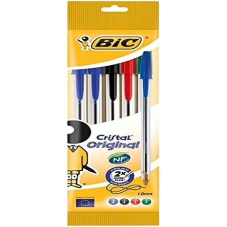 Bic Cristal Original Conf. da 5 penne a sfera Punta media 1,0mm Linea 0,40mm colori vari 802054