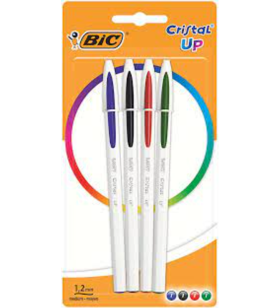 Bic Cristal Up Confezione da 4 Penne a sfera Punta tonda1,2 mm Linea 0,6 mm 949871