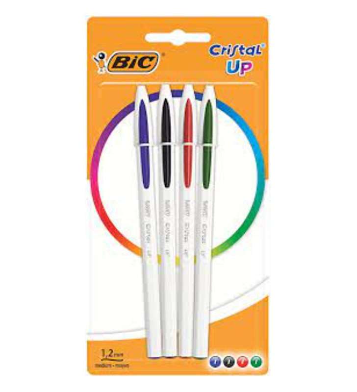 Bic Cristal Up Confezione da 4 Penne a sfera Punta tonda1,2 mm Linea 0,6 mm 949871
