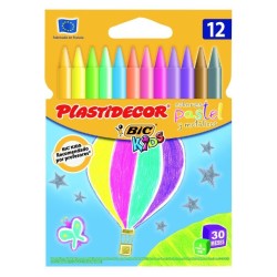 Bic Kids Plastidecor Scatola 12 matite a cera Colori pastello metallizzati Extra resistente 9339611