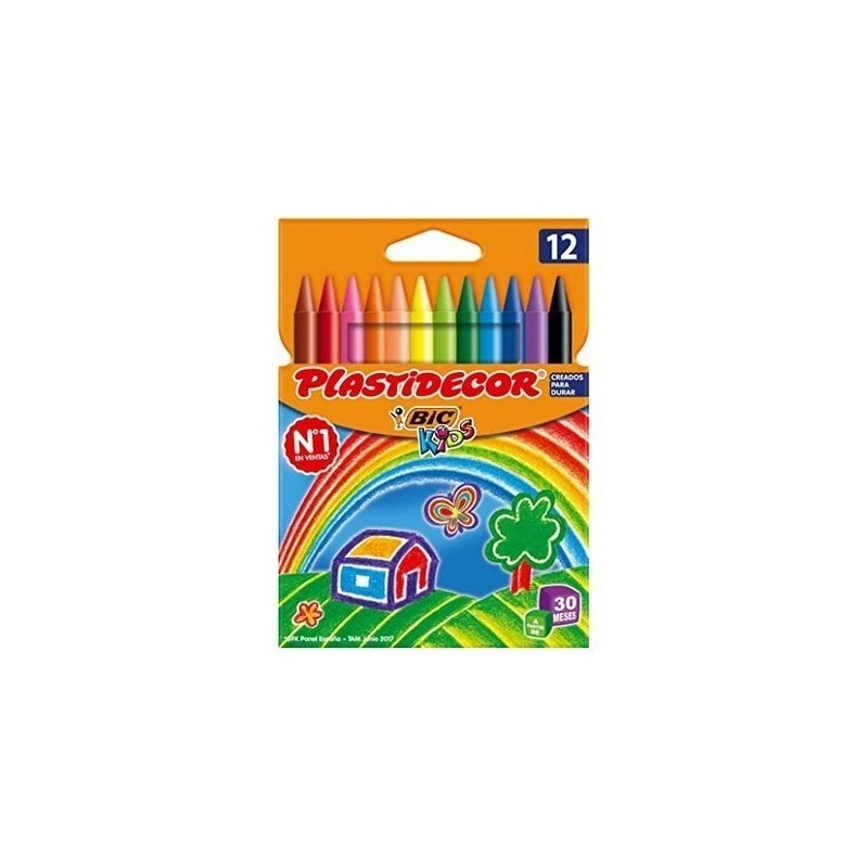 Bic Kids Plastidecor Scatola 12 matite a cera Extra resistente Non macchia 8757702