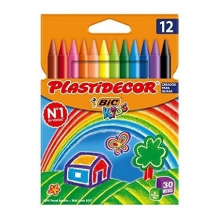 Bic Kids Plastidecor Scatola 12 matite a cera Extra resistente Non macchia 8757702