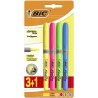 Bic Highlighter Grip Conf. 4 pennarelli fluorescenti base d'acqua Punta a scalpello Linea 1,60 3,30mm Colori assortiti 824757