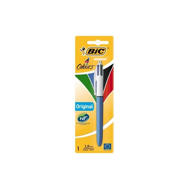 Bic 4 colori penna a sfera retrattile originale punta media 1,0mm corpo blu/bianco 802077