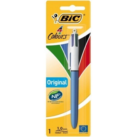 Bic 4 colori penna a sfera retrattile originale punta media 1,0mm corpo blu/bianco 802077