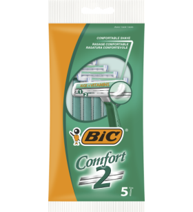 Bic Confort 2 Conf. 5 Rasoi Monouso 2 Lame Striscia Lubrificante Aloe Vera 838535