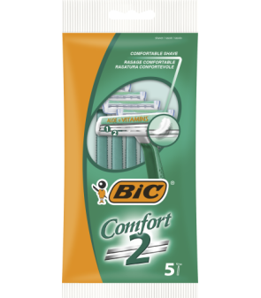 Bic Confort 2 Conf. 5 Rasoi Monouso 2 Lame Striscia Lubrificante Aloe Vera 838535