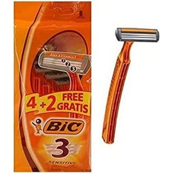 Bic Sensitive Conf. 6 Rasoi Monouso 3 Lame Striscia Lubrificante Aloe Vera 872907
