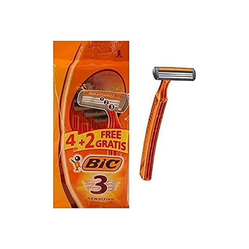 Bic Sensitive Conf. 6 Rasoi Monouso 3 Lame Striscia Lubrificante Aloe Vera 872907