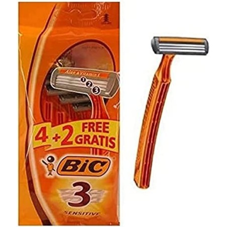 Bic Sensitive Conf. 6 Rasoi Monouso 3 Lame Striscia Lubrificante Aloe Vera 872907