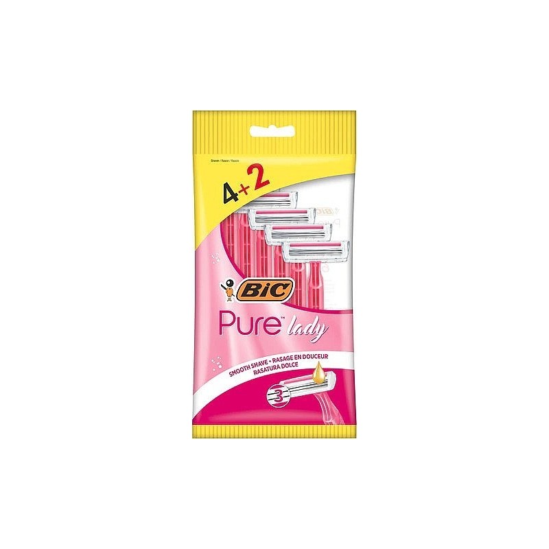 Bic Pure 3 Lady Conf. 4+2 Rasoi Monouso 3 Lame Striscia Lubrificante Aloe Vera 8729041