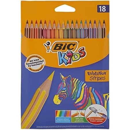 Bic Kids Evolution Stripes Conf. 18 matite colori assortiti Piombo pigmentato 3,20mm 950524