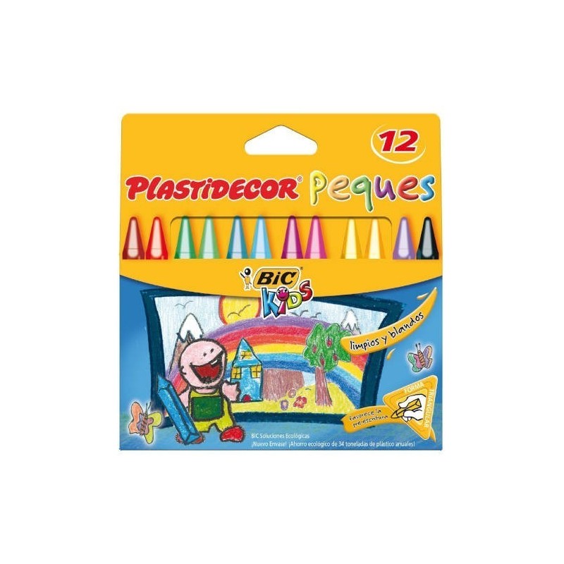 Bic Kids Plastidecor Peques Scatola 12 pastelli triangolari Ideale per bambini piccoli Texture morbida 8757741
