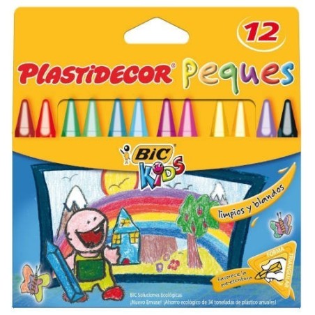 Bic Kids Plastidecor Peques Scatola 12 pastelli triangolari Ideale per bambini piccoli Texture morbida 8757741