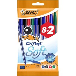Bic Cristal Soft Conf. 10 penne a sfera Punta media 1,2mm Linea 0,45mm Colori assortiti