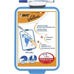 Bic Velleda Lavagna Scuola 2 Superfici Bianca Millimetrica + 1 Pennarello Velleda Blu + 1 Gomma Dimens. 26x19 cm
