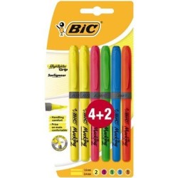 Bic Brit Liner Grip 4+2 pennarelli fluorescenti base d'acqua Punta scalpello Linea 1,60-3,30mm 829577