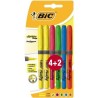 Bic Brit Liner Grip 4+2 pennarelli fluorescenti base d'acqua Punta scalpello Linea 1,60-3,30mm 829577
