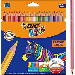 Bic Kids Evolution Stripes Conf. 24 matite colori assortiti Punta ultra resistente Piombo pigmentato 3,20mm 950525
