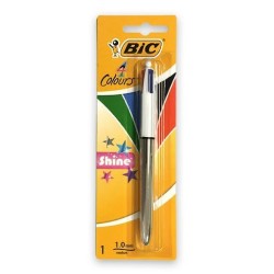 Penna a sfera retrattile Bic 4 colori Shine Punta media 1,0mm Inchiostro a base di olio 4 colori 902126