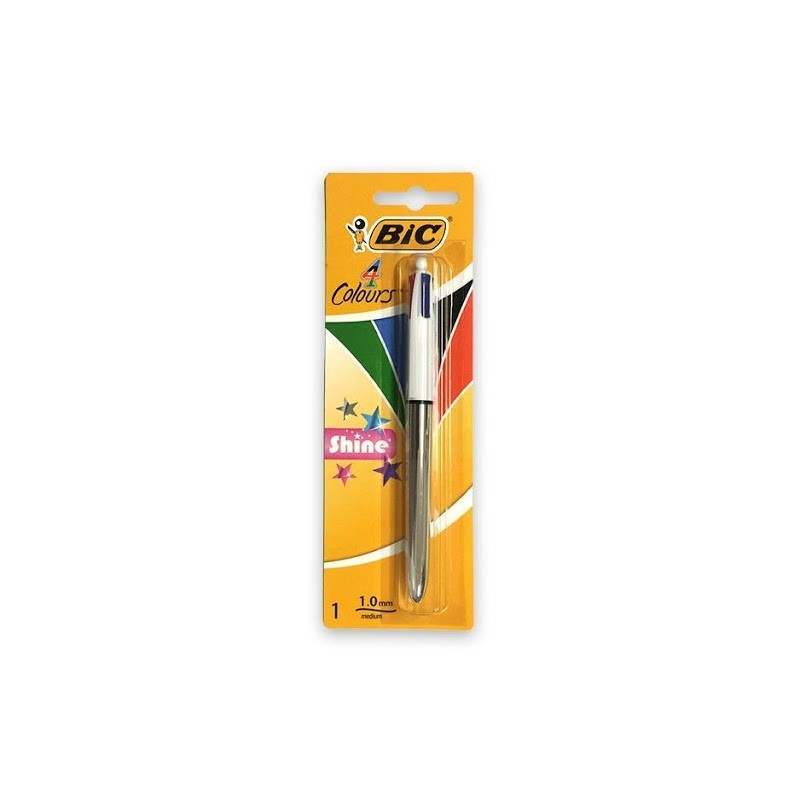 Penna a sfera retrattile Bic 4 colori Shine Punta media 1,0mm Inchiostro a base di olio 4 colori 902126
